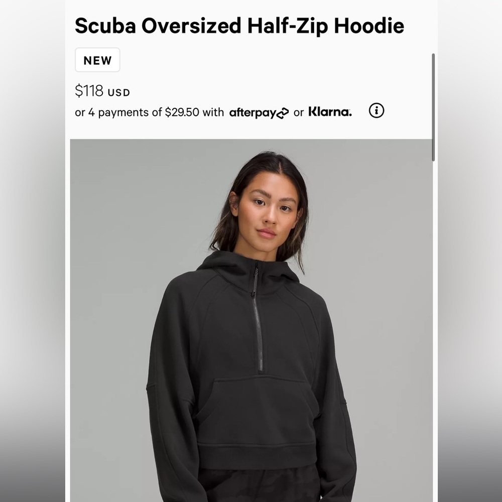 Lululemon Oversized Scuba Hoodie xl/xxl black halfzip